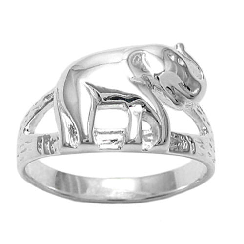 Unusual ring cast in an adorable good fortune elephant motif. Wholesale Sterling Silver Rings.
