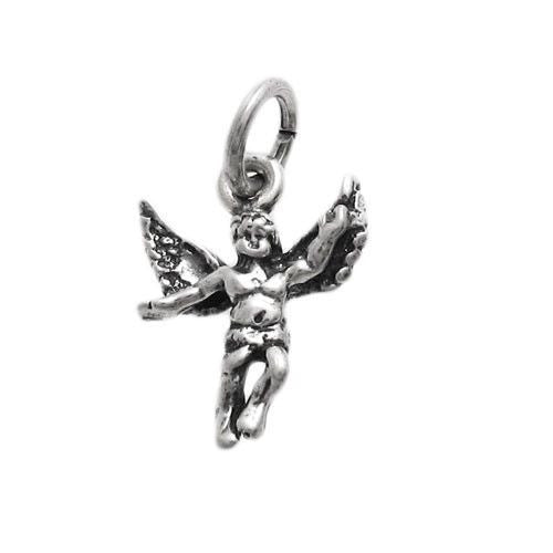 Flying Angel Charm in 3D. Sterling Silver