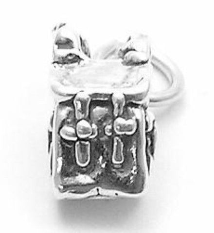 Backpack Charm in 3D. Sterling Silver
