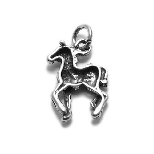 Horse in Trot Charm in Sterling Silver.