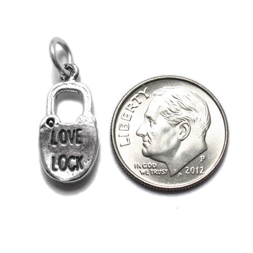 "Love Lock" Padlock Charm. Sterling Silver
