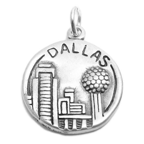 "Dallas" TX 2-Sided Charm with Euro Bead. Sterling Silver