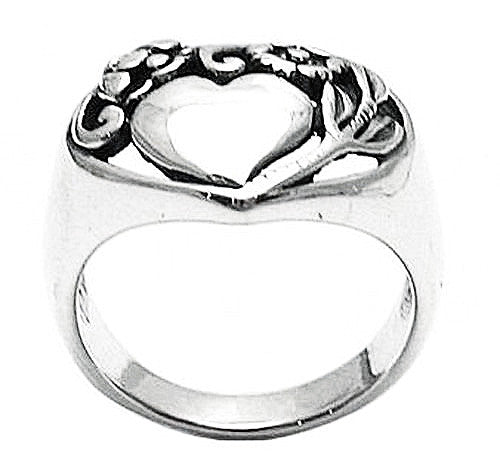 Charming Heart with Flowers Ring. Wholesale Sterling Silver Rings. Main photo.
