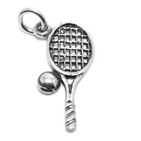 Tennis Racquet and Ball Charm in Sterling Silver