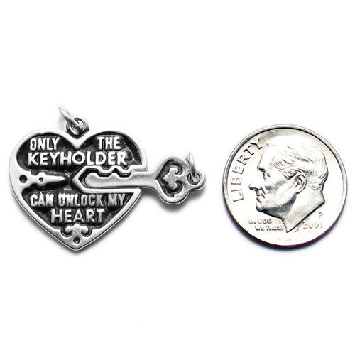 Lock with Key to My Heart Charm. Sterling Silver