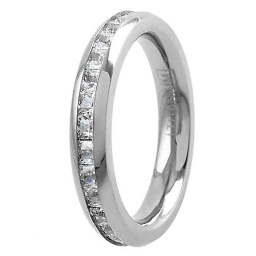 Princess Cut 2.32 Carat CZ Eternity Ring in Titanium. 3.75mm width.