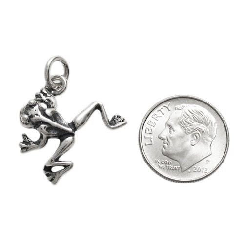 Frog Charm in 3D Sterling Silver.
