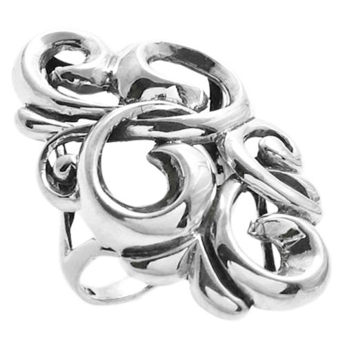 Flowing lines and sharp angles depict force of the tempest. Wholesale Sterling Silver Rings. Item photo.