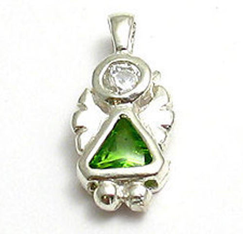 Colorful birthstone charms in the shape of an adorable angel. Wholesale Sterling Silver Charms. August.