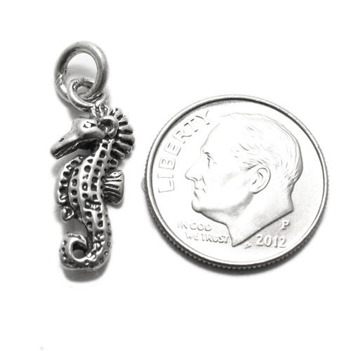 Seahorse Charm in 3D. Sterling Silver