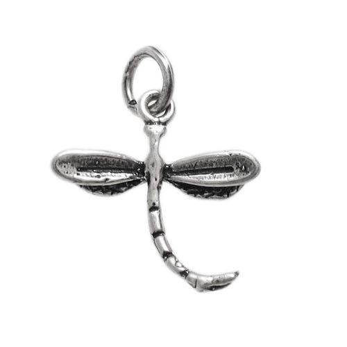 Dragonfly Charm in 3D. Sterling Silver.