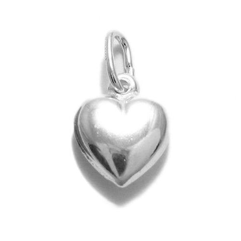 Small Puffed Heart Charm. Sterling Silver