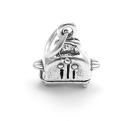 Retro Toaster Charm in 3D. Sterling Silver