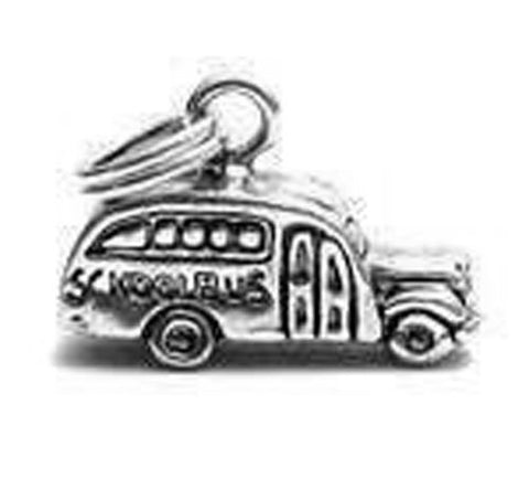 School Bus Charm in 3D. Sterling Silver