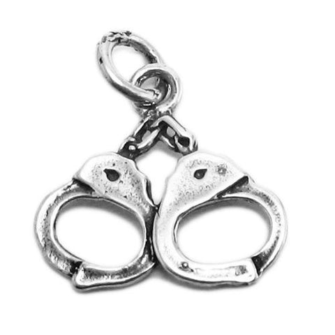 Pair of Handcuffs Charm. Sterling Silver