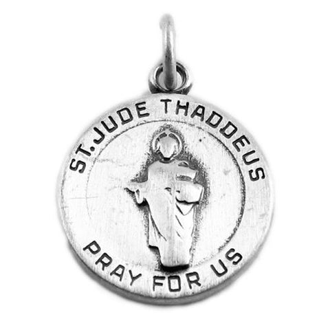 St. Jude Thaddeus "Pray For Us" Artistic Medal (14mm) in Sterling Silver