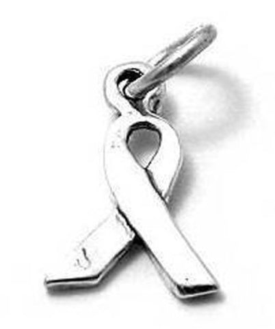 AIDS Awareness Ribbon Charm. Sterling Silver
