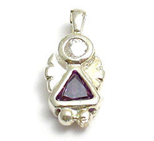 Colorful birthstone charms in the shape of an adorable angel. Wholesale Sterling Silver Charms. February.