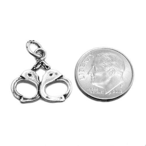 Pair of Handcuffs Charm. Sterling Silver