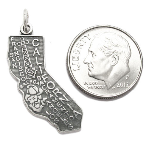 California State Charm in Sterling Silver