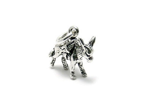 Donkey Charm in 3D. Sterling Silver.