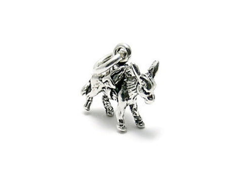 Donkey Charm in 3D. Sterling Silver.