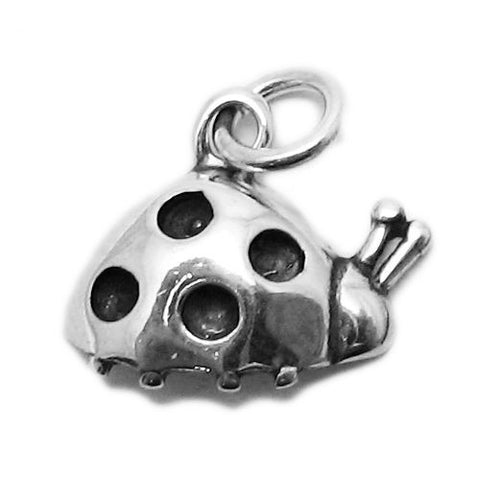 Ladybug in Sideways Pose Charm in Sterling Silver.