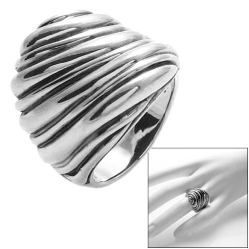 Modern style Shrimp Ring with Ridged Bands. Wholesale sterling silver jewelry. Combo photo.