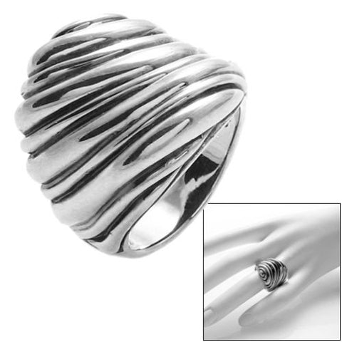 Modern style Shrimp Ring with Ridged Bands. Wholesale sterling silver jewelry. Combo photo.
