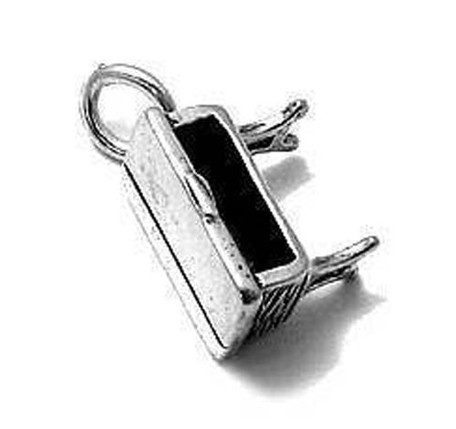 Old Fashioned Student Desk Charm in 3D. Sterling Silver