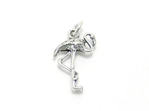 Flamingo Charm in 3D. Sterling Silver.