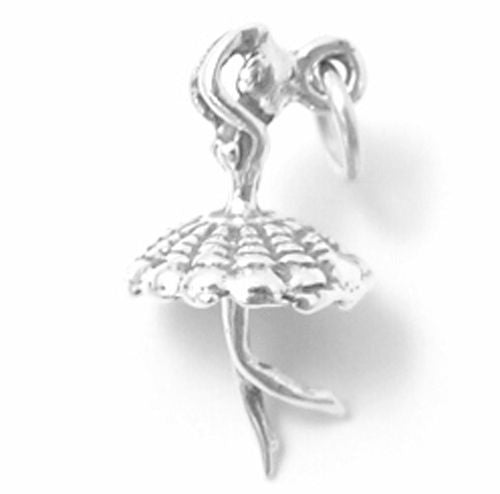 Ballerina on Pointe Charm in 3D. Sterling Silver