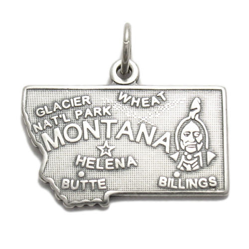 Montana State Charm in Sterling Silver