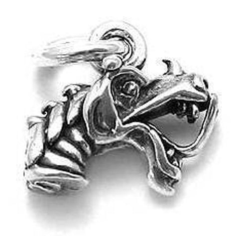 Dragon Head Charm in Sterling Silver.