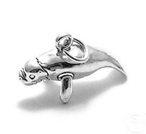 Manatee Charm in 3D. Sterling Silver