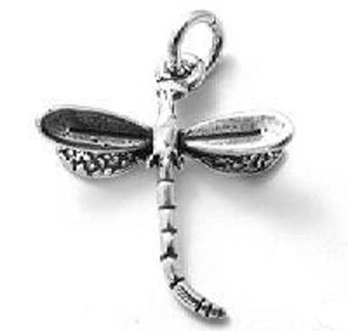 Dragonfly Charm in 3D. Small in Sterling Silver.