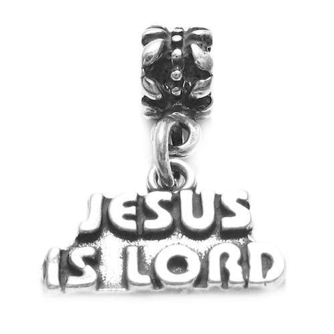 "Jesus Is Lord"  with Euro Bead. Charm in Sterling Silver