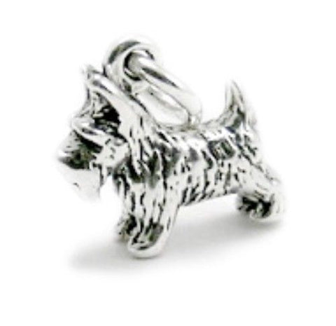 Scottish Terrier Charm in 3D. Sterling Silver