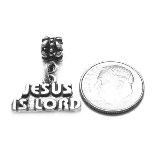 "Jesus Is Lord"  with Euro Bead. Charm in Sterling Silver