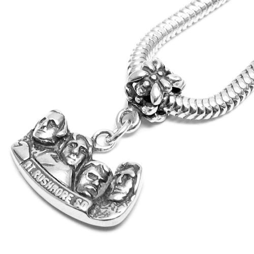 Mount Rushmore Charm with Euro Bead in Sterling Silver
