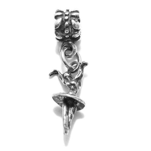 Ballerina in Motion Charm with Euro Bead. Sterling Silver