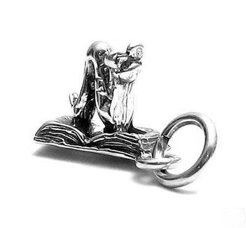 Bookworm Charm in 3D. Sterling Silver