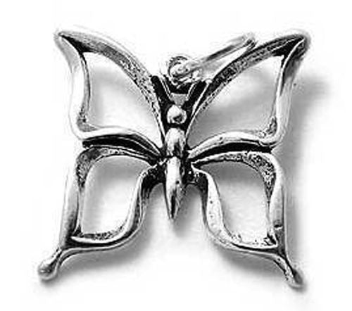 Butterfly Charm  with Cutout Wings in Sterling Silver.