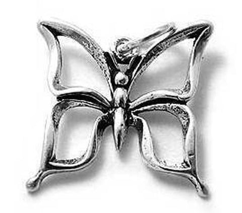 Butterfly Charm  with Cutout Wings in Sterling Silver.