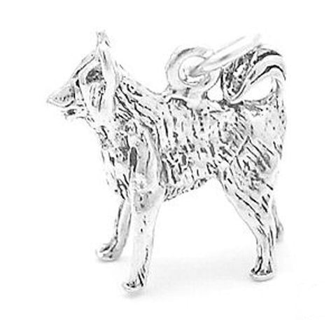 Border Collie Charm in 3D. Sterling Silver