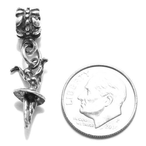 Ballerina in Motion Charm with Euro Bead. Sterling Silver