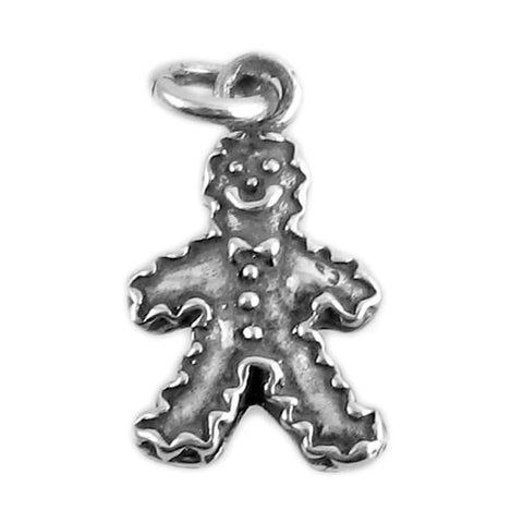 Gingerbread Man Charm. Sterling Silver