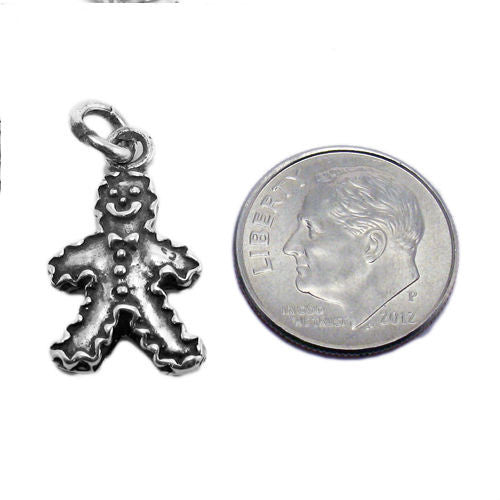 Gingerbread Man Charm. Sterling Silver