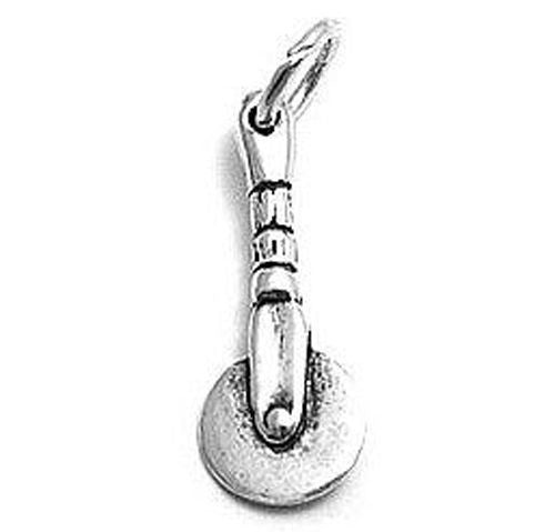 Pizza Cutter Charm in 3D. Sterling Silver