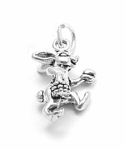 Bunny Carrying Easter Eggs Charm in Sterling Silver.